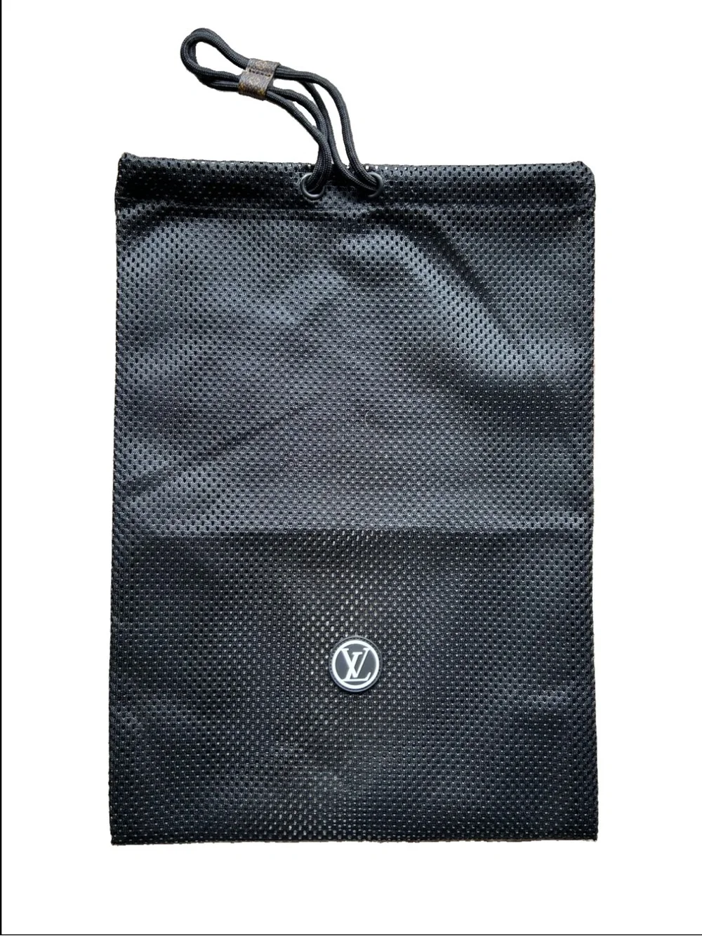Authentic Louis Vuitton LV Shoe Bag Dust Bag Black Drawstring Mesh Vacation Luxe